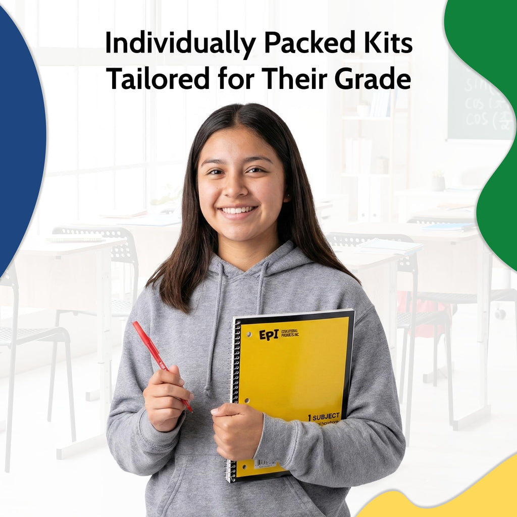 EPI Essentials Back to School Supplies for Kids 6th-12th Grade – 51 Items in Kit – Middle to High School Supply Packs – College-Ruled Bundle with Composition Notebooks – Suitable for Homeschooling