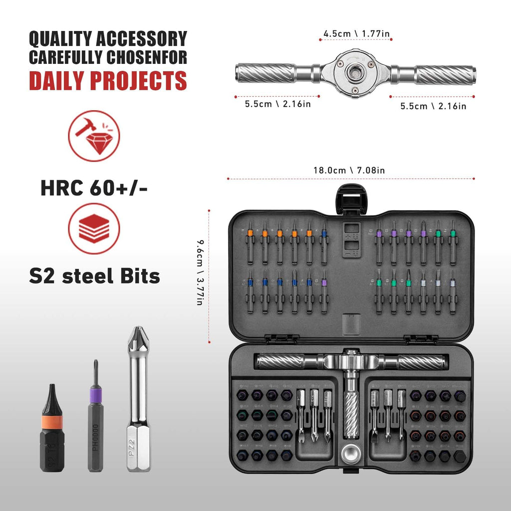 VMAN Ratchet Screwdriver Set, magnetic Screwdriver sets, S2 Steel Bits, DIY Combination Flexible Shaft, Suitable for Furniture Assembly, Precision Electrical Appliance Repair, Bicycle Tools