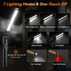2Pack Magnetic Rechargeable LED Work Light/Flashlight for Mechanics | All Aluminum, 1500 High Lumens, Digital Display, 7 Modes, 360° Rotation, for Car Repairing, Emergency, Gifts for Father