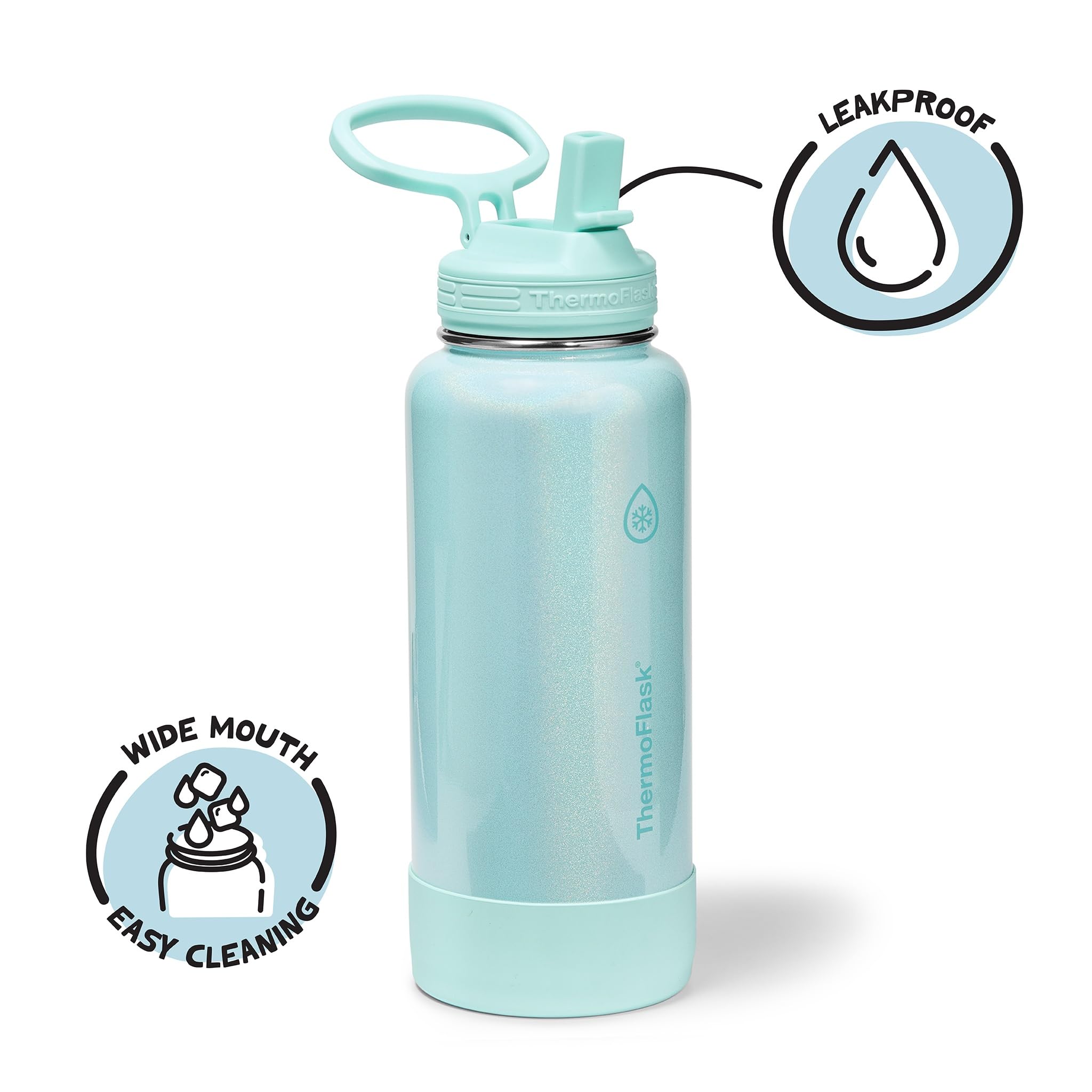 ThermoFlask Insulated Water Bottle with Straw Lid (24 oz, Purple Sunset) - Leakproof, Stainless Steel Water Bottle for Cold & Hot Drinks, Travel & Daily Hydration