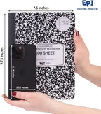 4 Pack - EPI Marble Hardcover Wide Ruled Composition Notebook | 200 Pages (100 Sheets), 9.75 x 7.5 in, Sturdy Sewn Binding | School, Office, Journaling, Notes