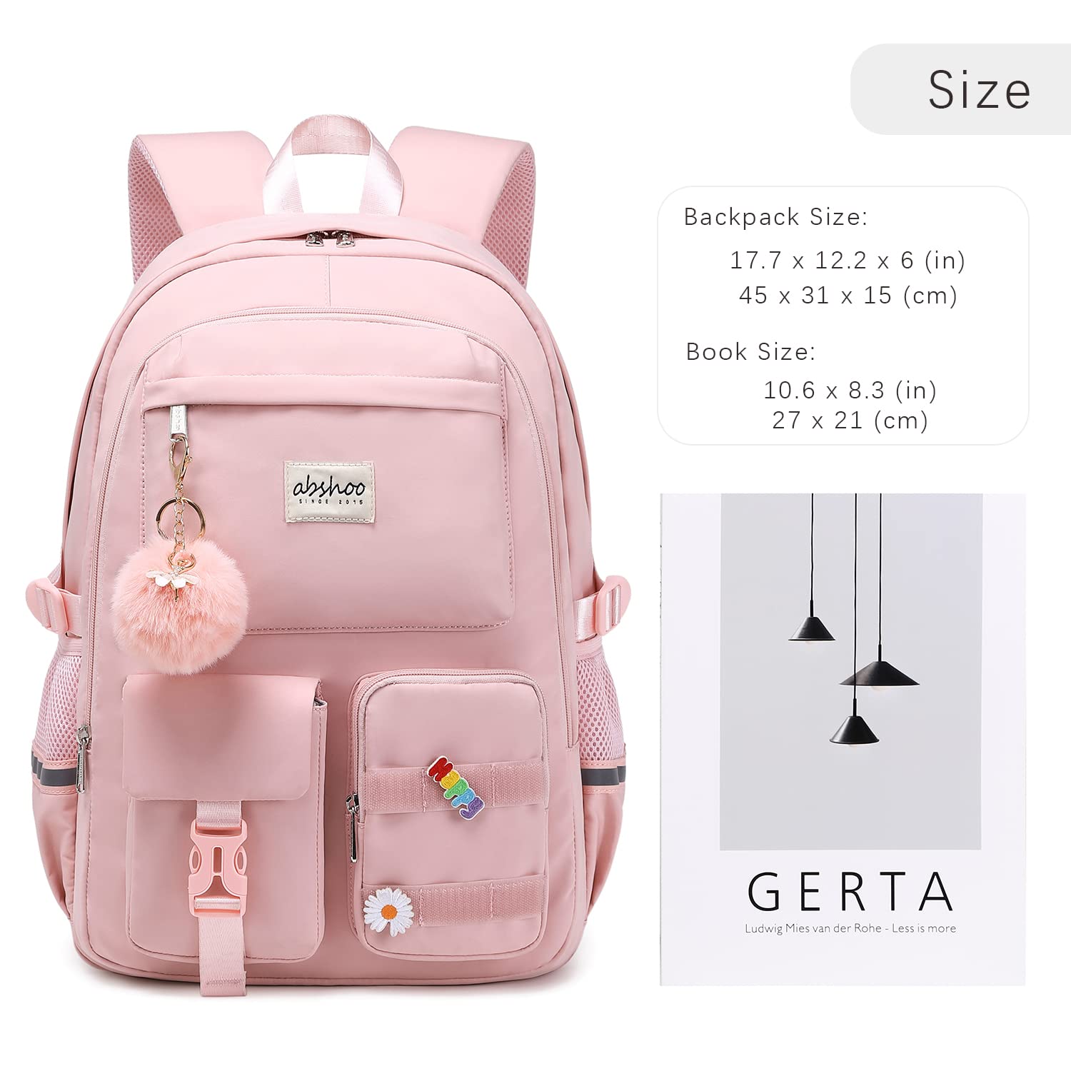 abshoo Big Student Laptop Backpack For College Women Middle High School Teen Girls Bookbag Travel Daypack (Black) | For College