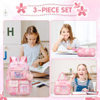 Lovely Girls Backpack School Bag for Students Kids Book Bag with Multiple Pockets Splash-proof Children's Backpack（17inch Pink）