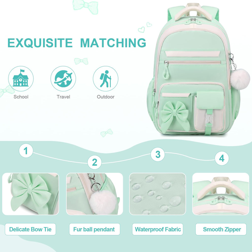DIGOBAY Backpack for Girls, 3PCS Girls Backpack for School with Lunch Bag Pencil Case, Cute Kids Teens Bookbag for Kindergarten Elementary Preschool Middle School (Pink)