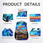 Dinosaur Backpack for Kids Personalized Boys Truck Bookbag with Name - 17 Inch Toddler School Bag with Padded Straps for Preschool Kindergarten Elementary
