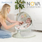 Jool Baby Nova Baby Swing for Infants – Bluetooth Music, Remote (Gray) | Keep Baby Happy While Getting Things Done – Gentle Side-to-Side Motion Helps Baby Feel Content