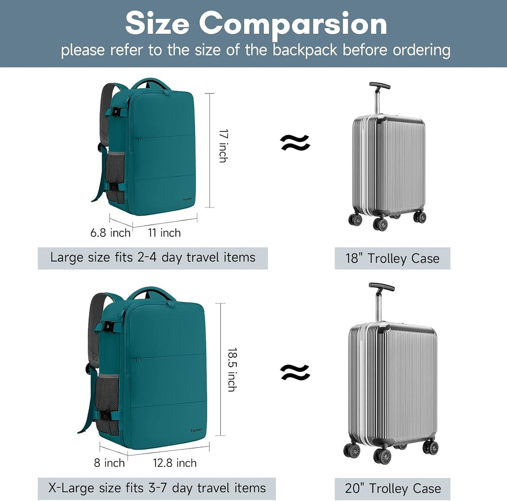 Taygeer Travel Laptop Backpack for Men Women, Airplane Approved Travel Backpack Suitcase with Water Bottle Pocket, Lightweight College 35l Luggage Bag 15.6inch Laptop Mochila Gifts for Business,Black