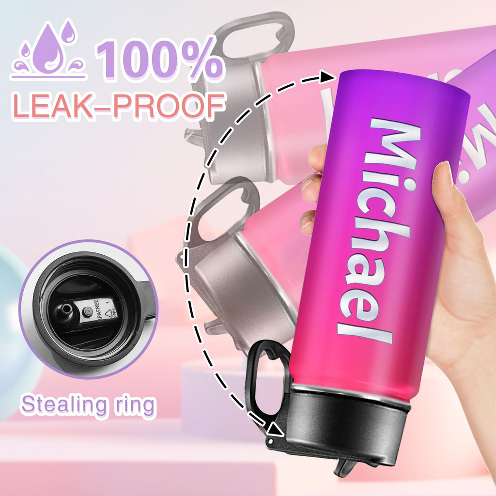 Back to School, Personalized Insulated Water Bottle for Kids 18oz Custom Name Stainless Steel Sports Water Bottles with Straw Lid Gifts for girls Boys woman man School Sports