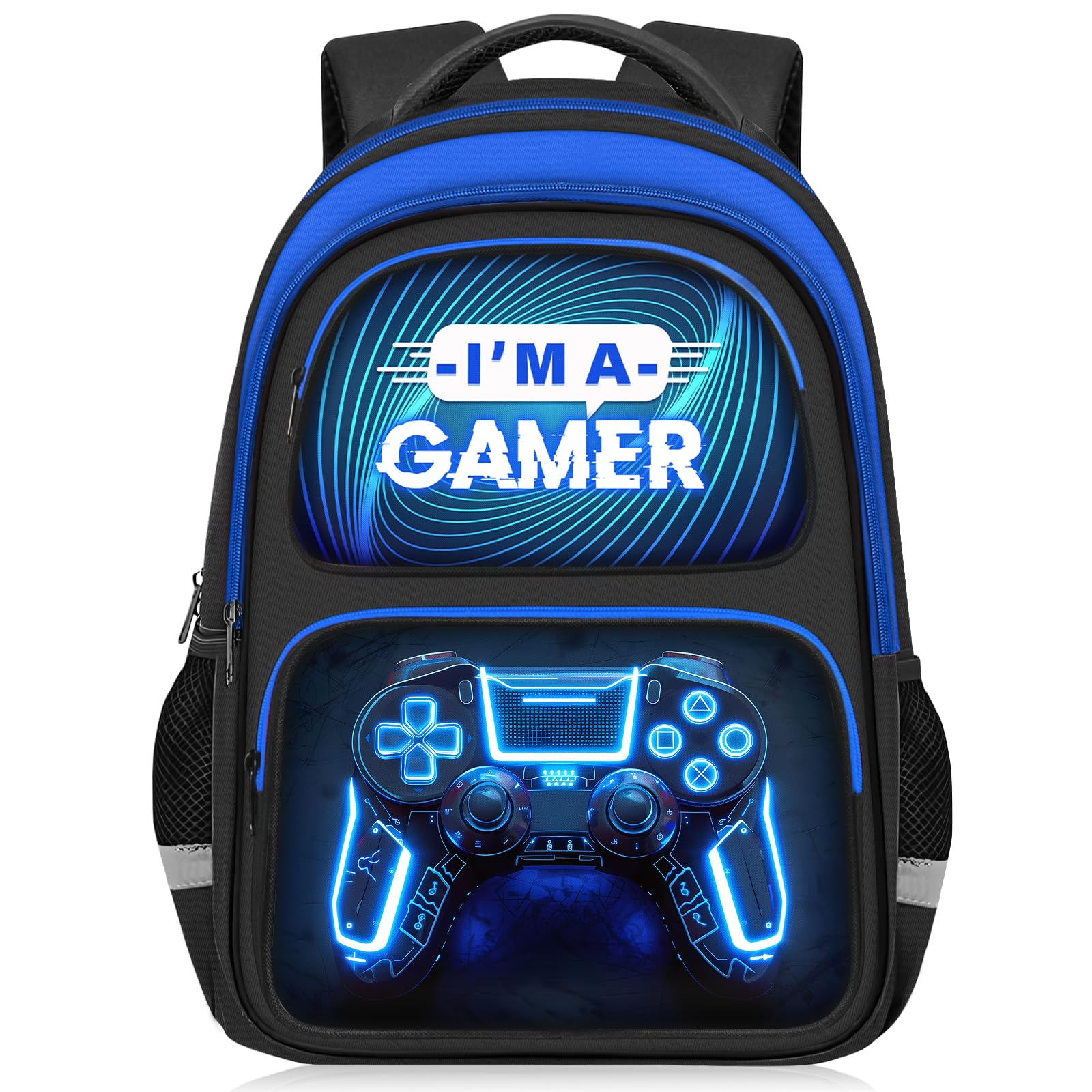 School Backpack for Boys - Gamer Boys Backpack for Kids Children Teens Elementary Middle School - 17″ Video Game Bookbag Travel Back Pack for Age 6-18