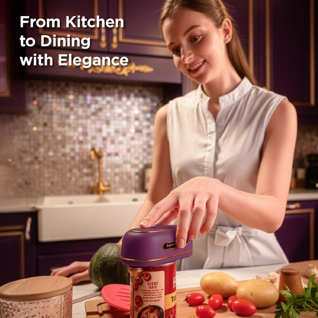 Kitchen Mama Orbit One Rechargeable Electric Can Opener: Hands-free, USB-C Charging, Automatic Stop, Smooth Edge, Safety, Blade for Large Cans, Heavy Duty, Soda and Pop Can, with Storage Box (Black)