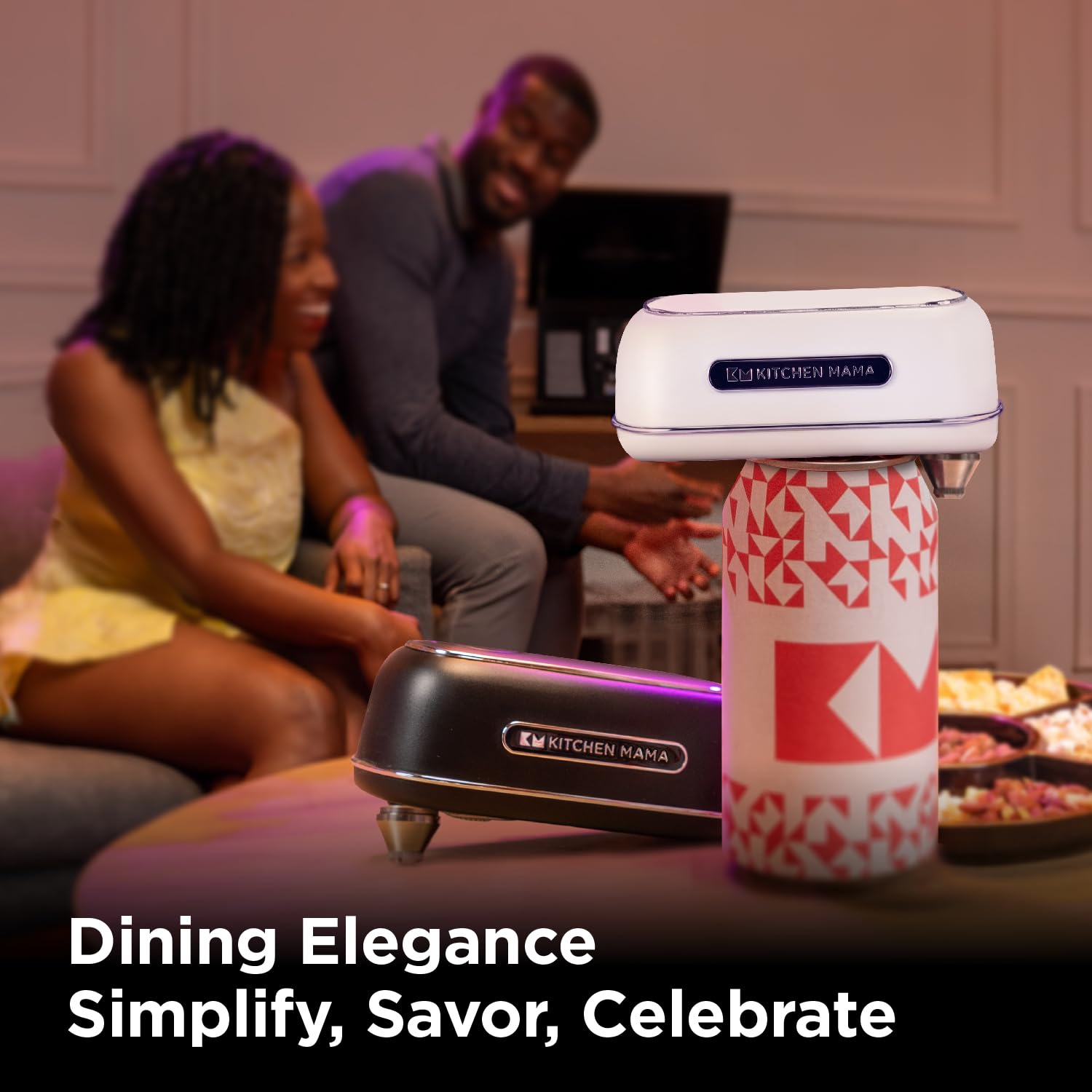 Kitchen Mama Orbit One Rechargeable Electric Can Opener: Hands-free, USB-C Charging, Automatic Stop, Smooth Edge, Safety, Blade for Large Cans, Heavy Duty, Soda and Pop Can, with Storage Box (Black)
