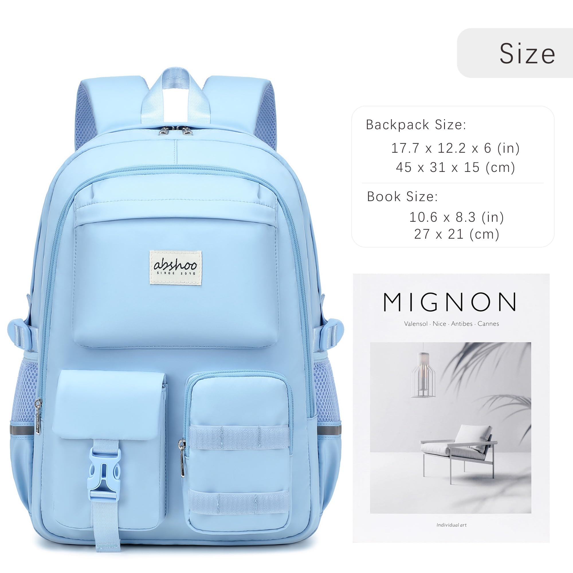 abshoo Big Student Laptop Backpack For College Women Middle High School Teen Girls Bookbag Travel Daypack (Black) | For College