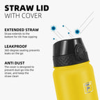 Fanhaw 20 Oz Kids Insulated Stainless Steel Water Bottle with Straw Lid, Leakproof & Anti-Dust Everyday Use Bottle for School, Women & Men, Back to School Essentials (Black)