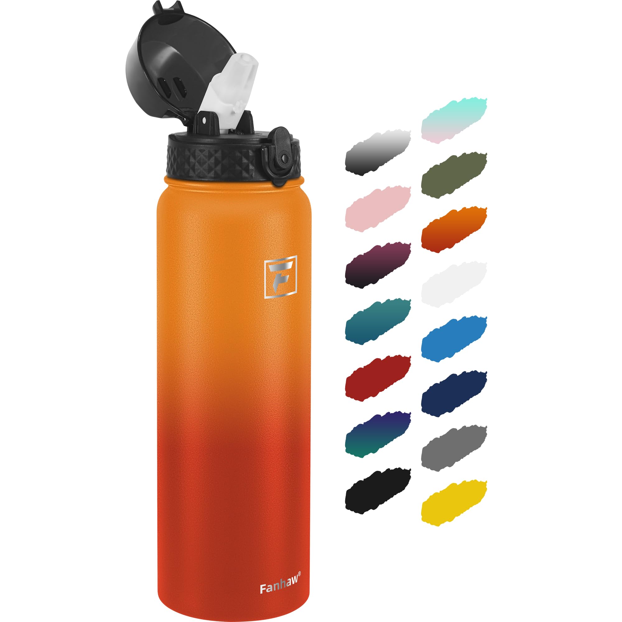 Fanhaw 20 Oz Kids Insulated Stainless Steel Water Bottle with Straw Lid, Leakproof & Anti-Dust Everyday Use Bottle for School, Women & Men, Back to School Essentials (Black)
