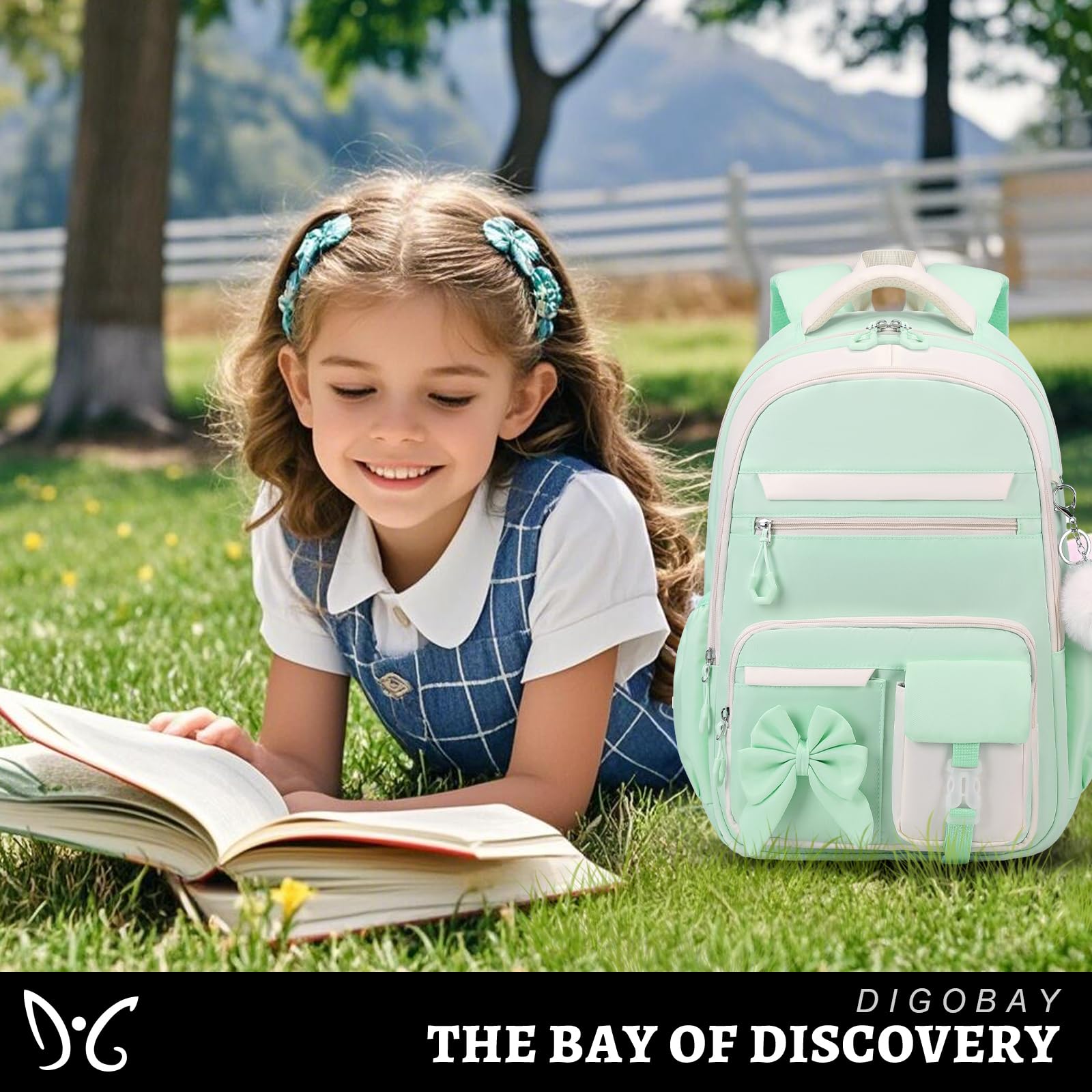 DIGOBAY Backpack for Girls, 3PCS Girls Backpack for School with Lunch Bag Pencil Case, Cute Kids Teens Bookbag for Kindergarten Elementary Preschool Middle School (Pink)