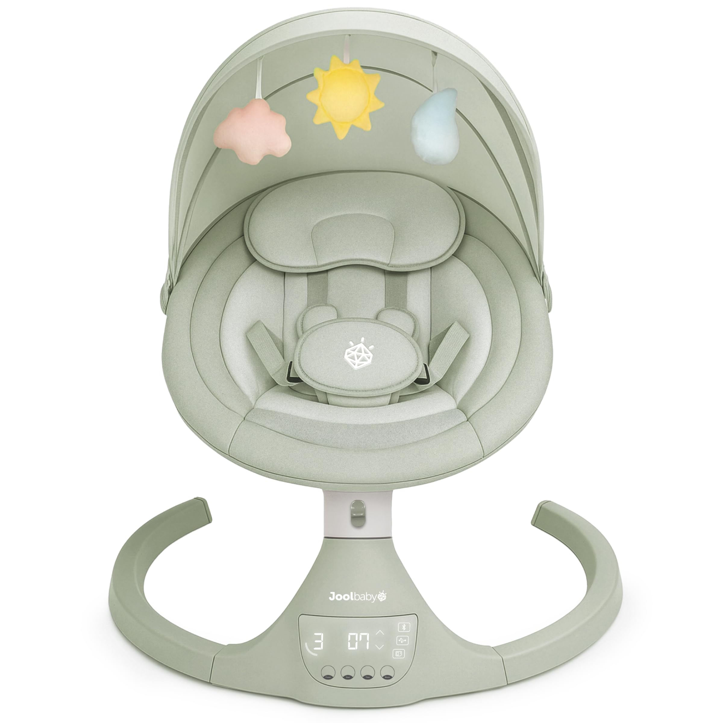 Jool Baby Nova Baby Swing for Infants – Bluetooth Music, Remote (Gray) | Keep Baby Happy While Getting Things Done – Gentle Side-to-Side Motion Helps Baby Feel Content