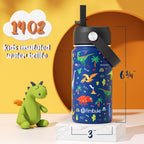 Fimibuke Kids Insulated Water Bottle, 14oz BPA FREE 18/8 Stainless Steel Travel Tumbler Double Wall Vacuum Leak Proof Kids Cup with Straw Metal Water Bottle for School Boys Girls(1 Pack, Rainbow)