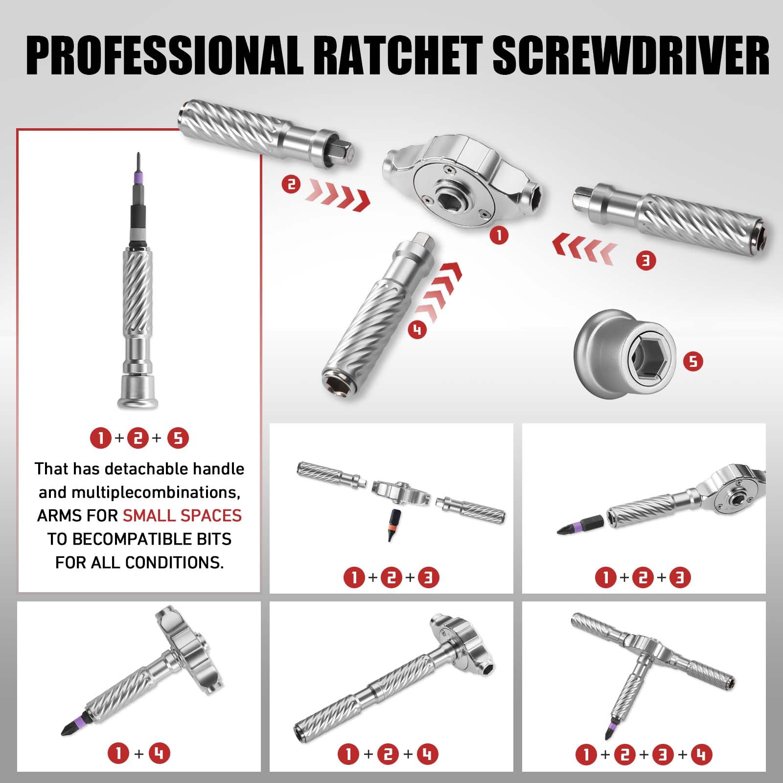 VMAN Ratchet Screwdriver Set, magnetic Screwdriver sets, S2 Steel Bits, DIY Combination Flexible Shaft, Suitable for Furniture Assembly, Precision Electrical Appliance Repair, Bicycle Tools