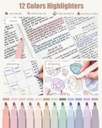 Four Candies 39 PCS Aesthetic Stationery Set with Cute Pen Case, College Supplies and Nursing Essentials, 12 Pastel Highlighters, 5 Black Gel Pens, 6 Mechanical Pencils, Pink