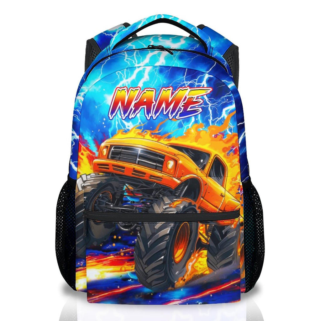 Dinosaur Backpack for Kids Personalized Boys Truck Bookbag with Name - 17 Inch Toddler School Bag with Padded Straps for Preschool Kindergarten Elementary