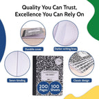 4 Pack - EPI Marble Hardcover Wide Ruled Composition Notebook | 200 Pages (100 Sheets), 9.75 x 7.5 in, Sturdy Sewn Binding | School, Office, Journaling, Notes