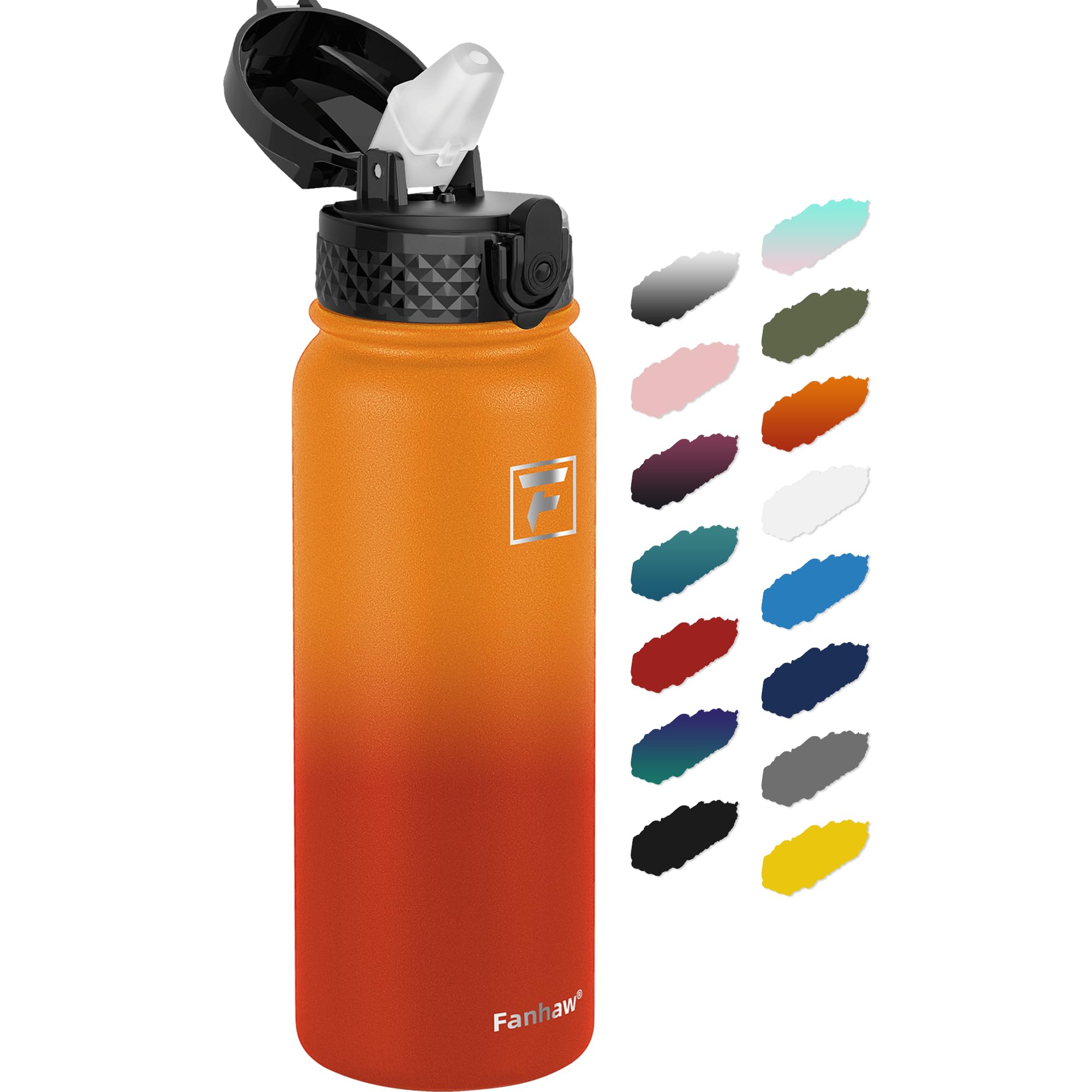 Fanhaw 20 Oz Kids Insulated Stainless Steel Water Bottle with Straw Lid, Leakproof & Anti-Dust Everyday Use Bottle for School, Women & Men, Back to School Essentials (Black)