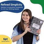 4 Pack - EPI Marble Hardcover Wide Ruled Composition Notebook | 200 Pages (100 Sheets), 9.75 x 7.5 in, Sturdy Sewn Binding | School, Office, Journaling, Notes