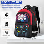 School Backpack for Boys - Gamer Boys Backpack for Kids Children Teens Elementary Middle School - 17″ Video Game Bookbag Travel Back Pack for Age 6-18