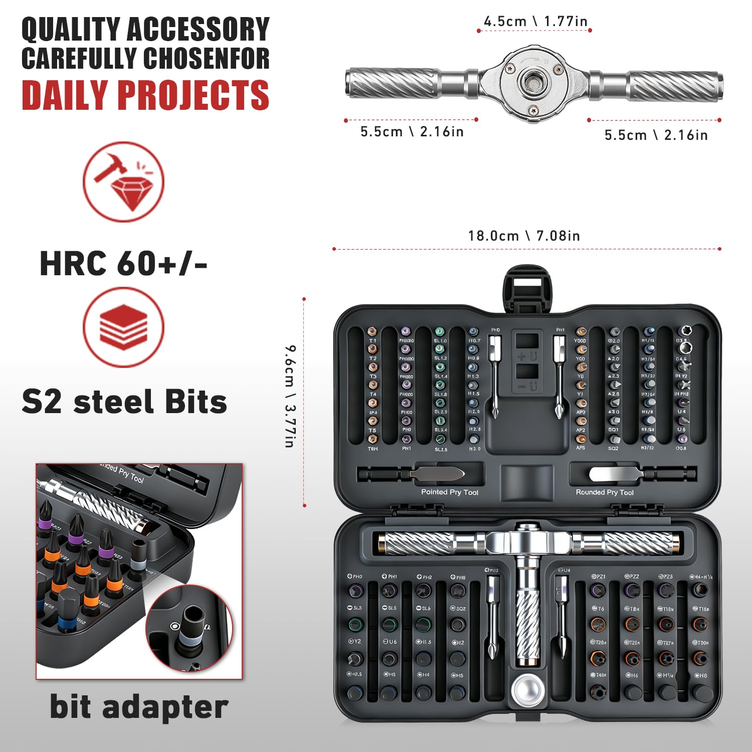 VMAN Ratchet Screwdriver Set, magnetic Screwdriver sets, S2 Steel Bits, DIY Combination Flexible Shaft, Suitable for Furniture Assembly, Precision Electrical Appliance Repair, Bicycle Tools