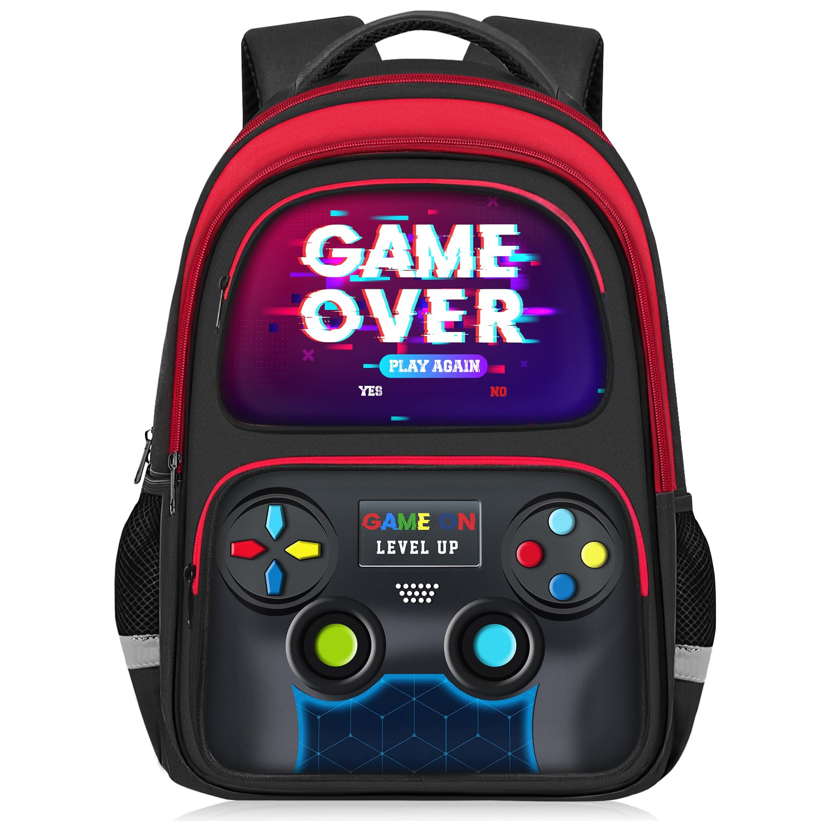 School Backpack for Boys - Gamer Boys Backpack for Kids Children Teens Elementary Middle School - 17″ Video Game Bookbag Travel Back Pack for Age 6-18