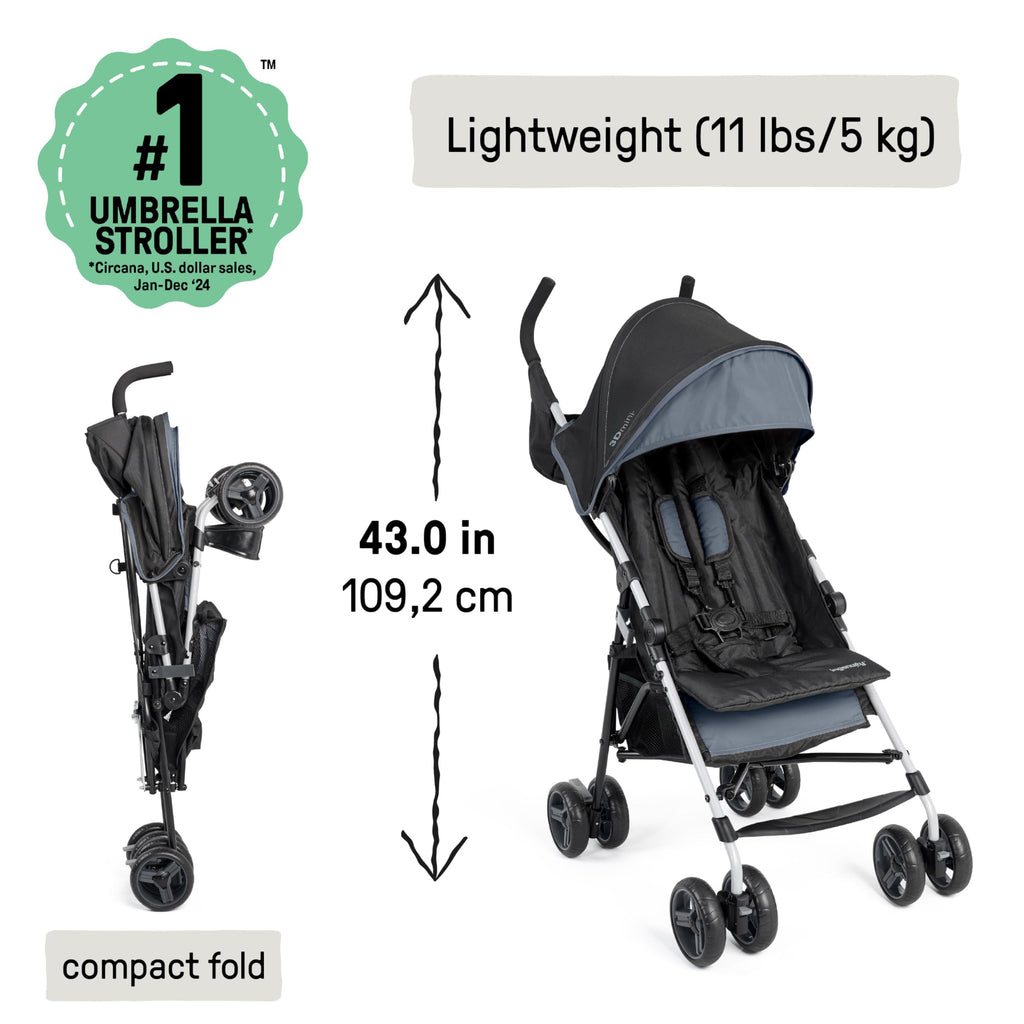 Ingenuity 3D Mini Convenience Stroller – Lightweight Stroller with Compact Fold, Multi-Position Recline, Canopy with Pop Out Sun Visor and More – Umbrella Stroller for Travel, Pink