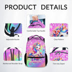 Unicorn Backpack for Girls Custom School Bookbag with Name - Personalized Toddler Schoolbag with Rainbow for Preschool Kindergarten Elementary (17 Inch)