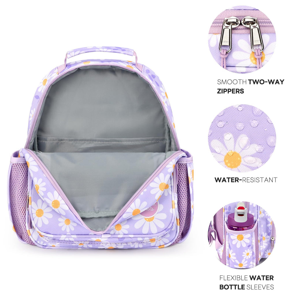 mibasies Kids Backpack for Girls: Girls Backpack 5-8 - Kindergarten Elementary School Bookbag for Girl - Flower Pink
