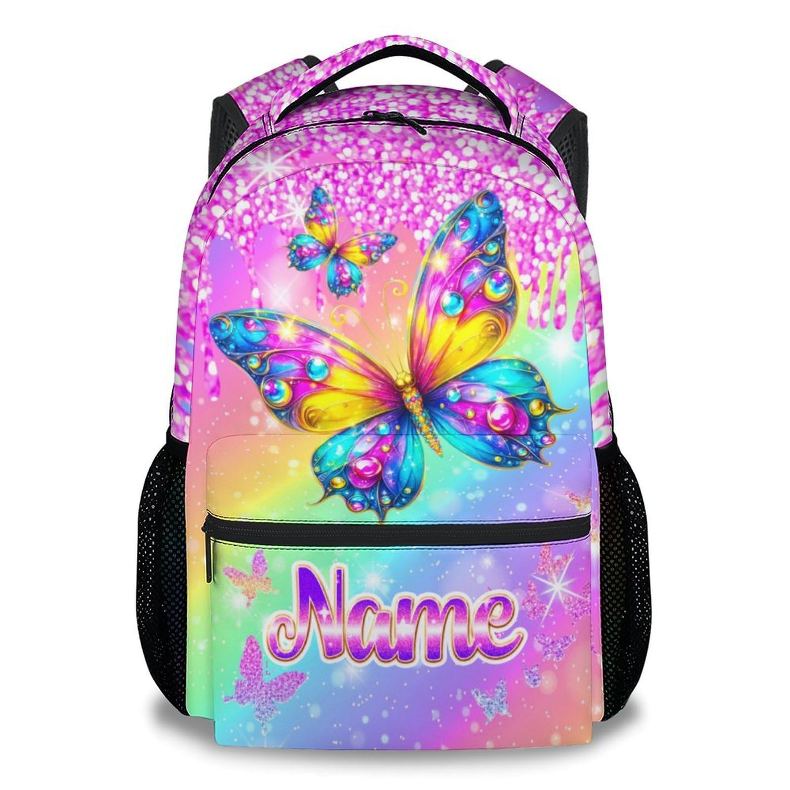 Unicorn Backpack for Girls Custom School Bookbag with Name - Personalized Toddler Schoolbag with Rainbow for Preschool Kindergarten Elementary (17 Inch)
