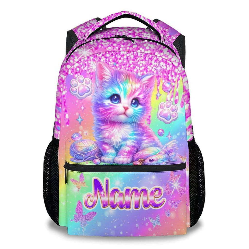 Unicorn Backpack for Girls Custom School Bookbag with Name - Personalized Toddler Schoolbag with Rainbow for Preschool Kindergarten Elementary (17 Inch)