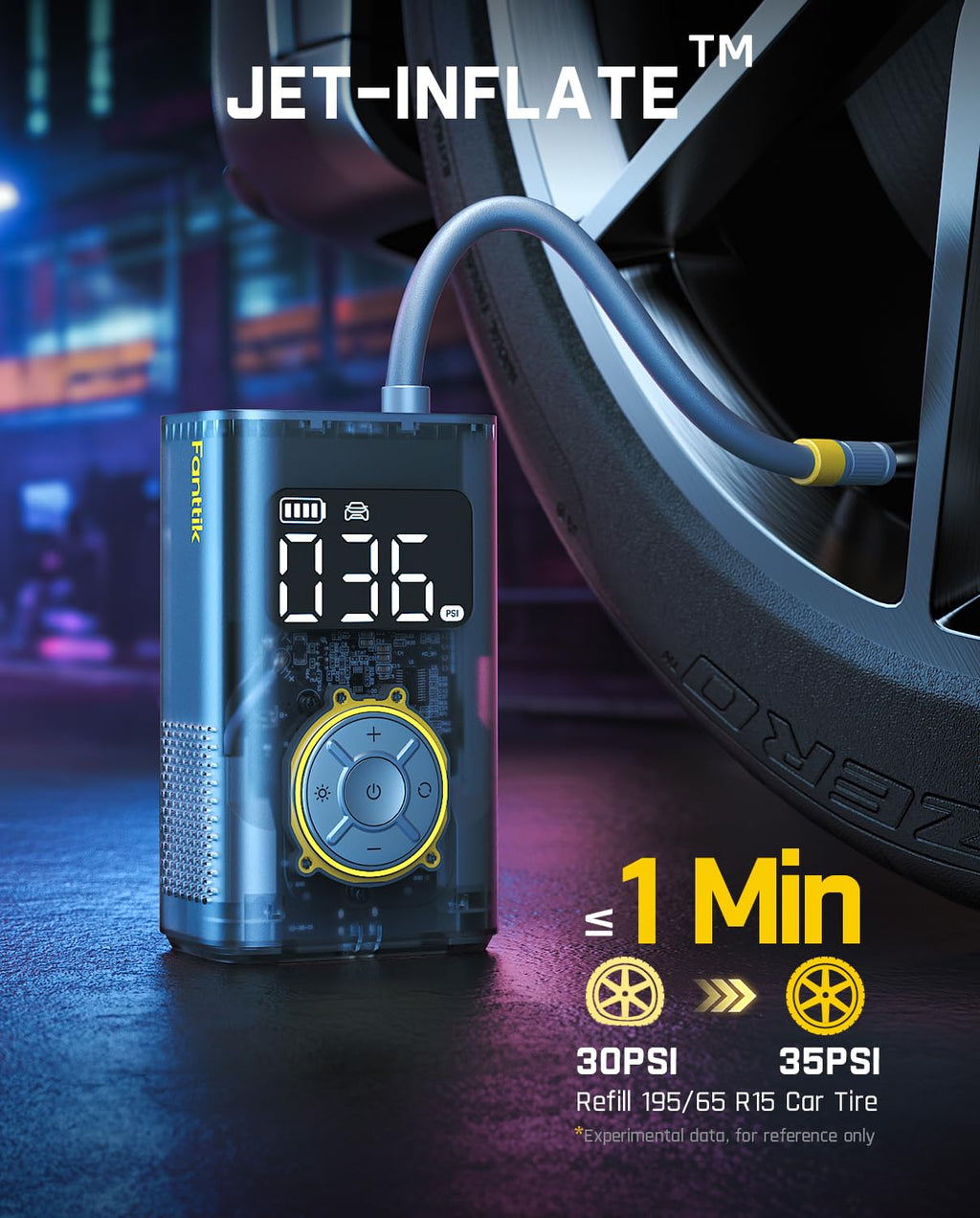 Fanttik X9 Pro Portable Tire Inflator for Compact Car, 1Min Fast Inflate Electric Bike Pump with Digital Tire Pressure Gauge, 150PSI Air Compressor for Electric Bikes, Motorcycle, Ball