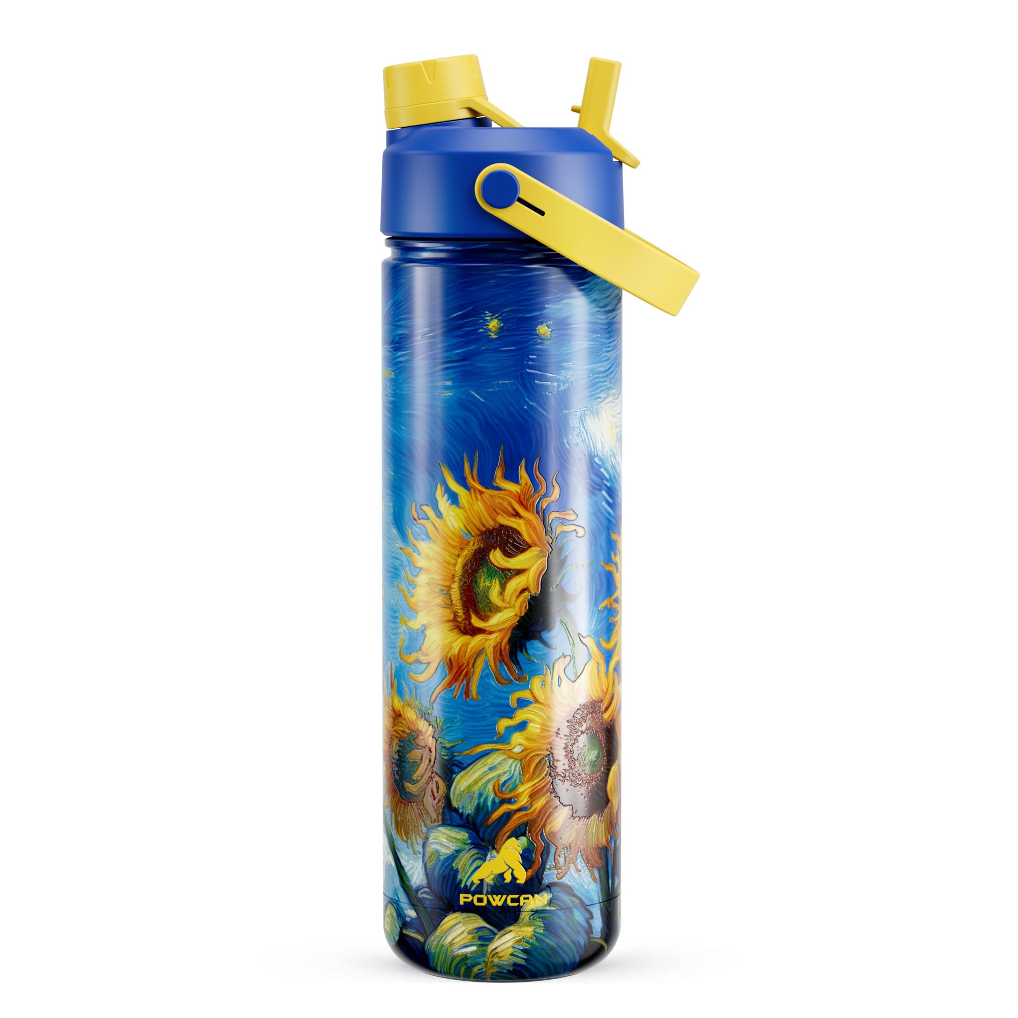 POWCAN 26 oz Insulated Water Bottle with 2-in-1 Straw and Spout Lid, Keep Cold 24H, Leak-Proof, Fits in Car Cup Holder, Stainless Steel Water Bottle for Sports, Travel, and School (Cotton Candy)