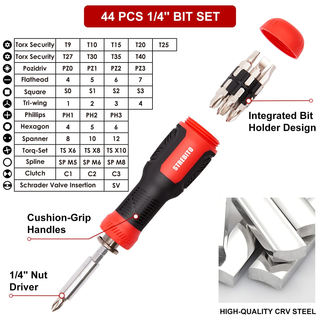 STREBITO Precision Screwdriver Set 191-Piece Multi-Bit Screwdriver 1/4 Inch Nut Driver Home Improvement Tool Electronic Repair Kit for Computer, iPhone, Laptop, PC, Cell Phone, PS4, Xbox, Nintendo