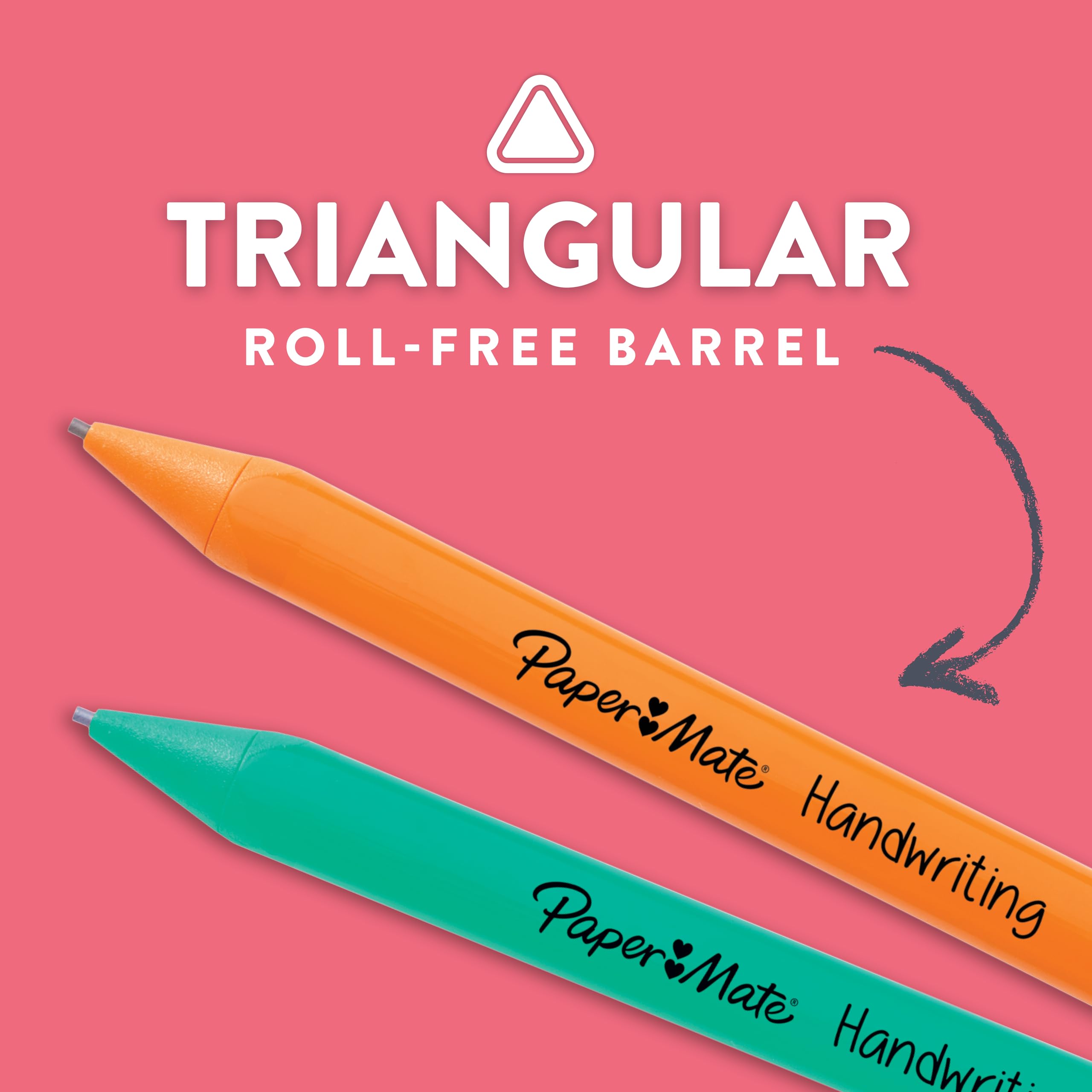 Paper Mate Handwriting Triangular Mechanical Pencils with Lead & Eraser Refills, 1.3mm, Fun Barrel Colors, 5 Count - School Supplies, Kids Writing