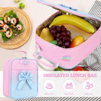 DIGOBAY Backpack for Girls, 3PCS Girls Backpack for School with Lunch Bag Pencil Case, Cute Kids Teens Bookbag for Kindergarten Elementary Preschool Middle School (Pink)