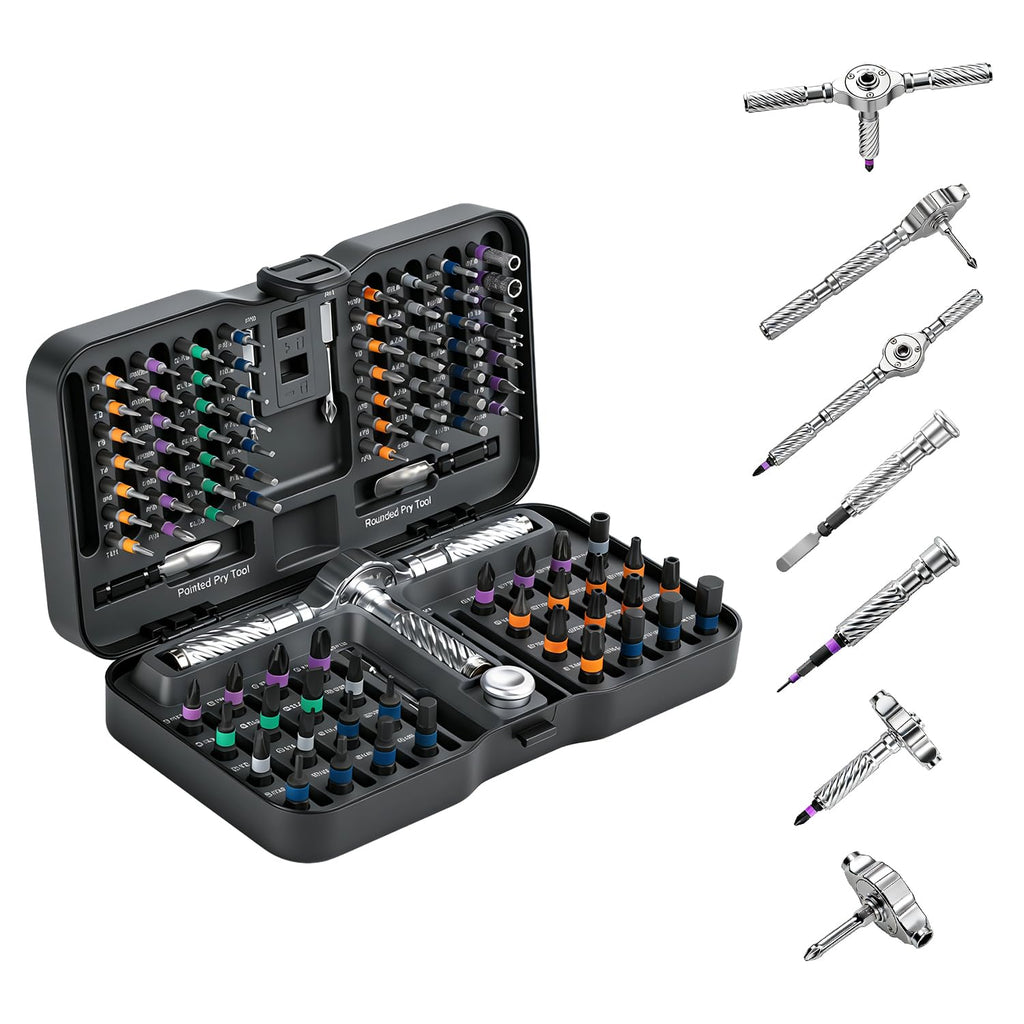 VMAN Ratchet Screwdriver Set, magnetic Screwdriver sets, S2 Steel Bits, DIY Combination Flexible Shaft, Suitable for Furniture Assembly, Precision Electrical Appliance Repair, Bicycle Tools