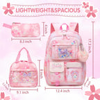 Lovely Girls Backpack School Bag for Students Kids Book Bag with Multiple Pockets Splash-proof Children's Backpack（17inch Pink）