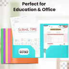 Sooez 6Pack Folders with Pockets, Pastels Colors, Heavy Duty Pocket Folder, Plastic Folders with Pockets, 2-Pocket Folder Bulk, Aesthetic File Folder, Back to School Office Filing Supplies
