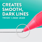 Paper Mate Handwriting Triangular Mechanical Pencils with Lead & Eraser Refills, 1.3mm, Fun Barrel Colors, 5 Count - School Supplies, Kids Writing