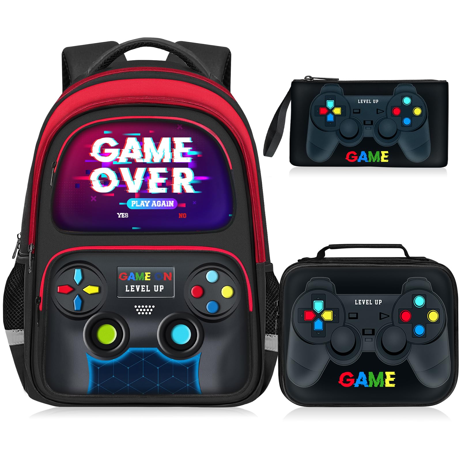 School Backpack for Boys - Gamer Boys Backpack for Kids Children Teens Elementary Middle School - 17″ Video Game Bookbag Travel Back Pack for Age 6-18