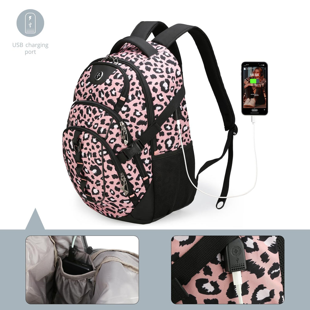 Swissdigital Design Laptop Backpack with USB Charging Port, Travel Backpack Fits 15.6 inches Computer, 31L College School Backpack for Men, Black | SD803-01