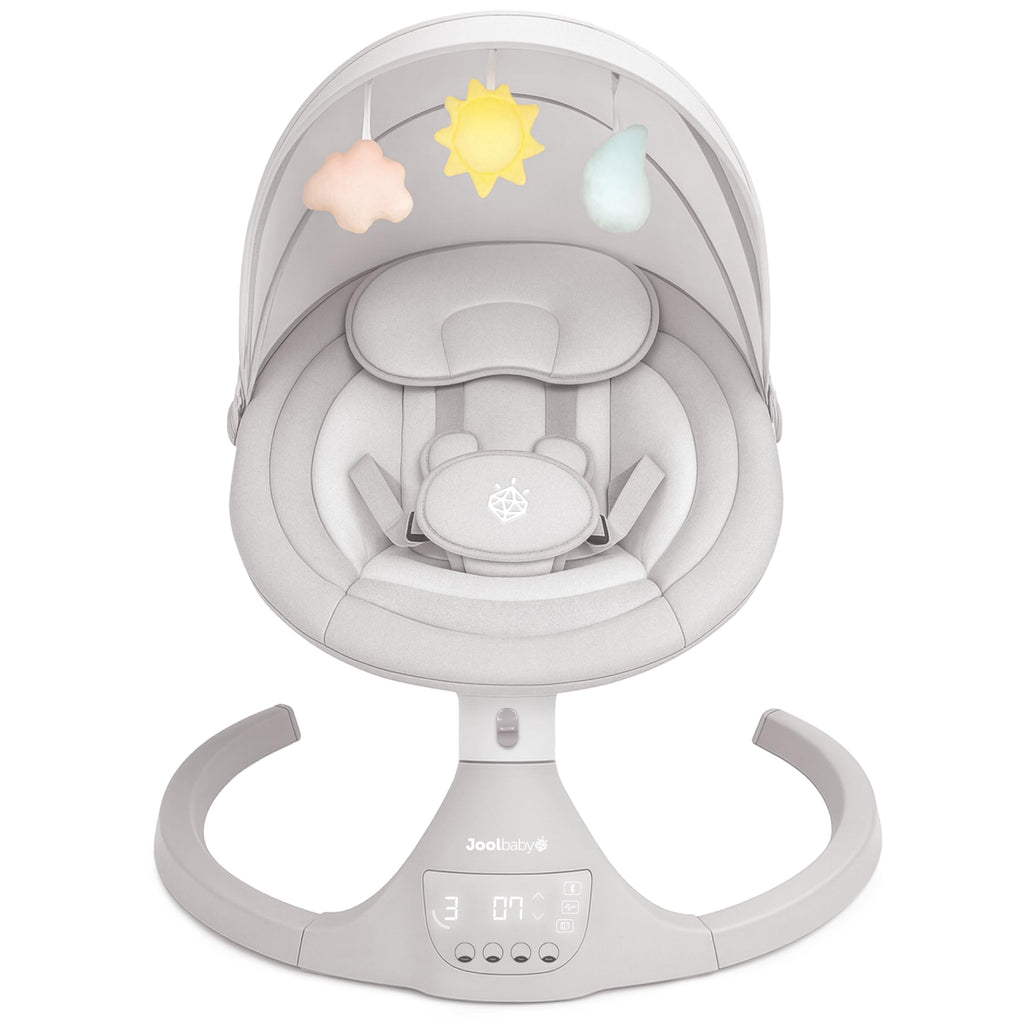 Jool Baby Nova Baby Swing for Infants – Bluetooth Music, Remote (Gray) | Keep Baby Happy While Getting Things Done – Gentle Side-to-Side Motion Helps Baby Feel Content