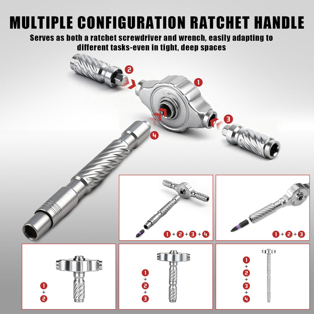 VMAN Ratchet Screwdriver Set, magnetic Screwdriver sets, S2 Steel Bits, DIY Combination Flexible Shaft, Suitable for Furniture Assembly, Precision Electrical Appliance Repair, Bicycle Tools