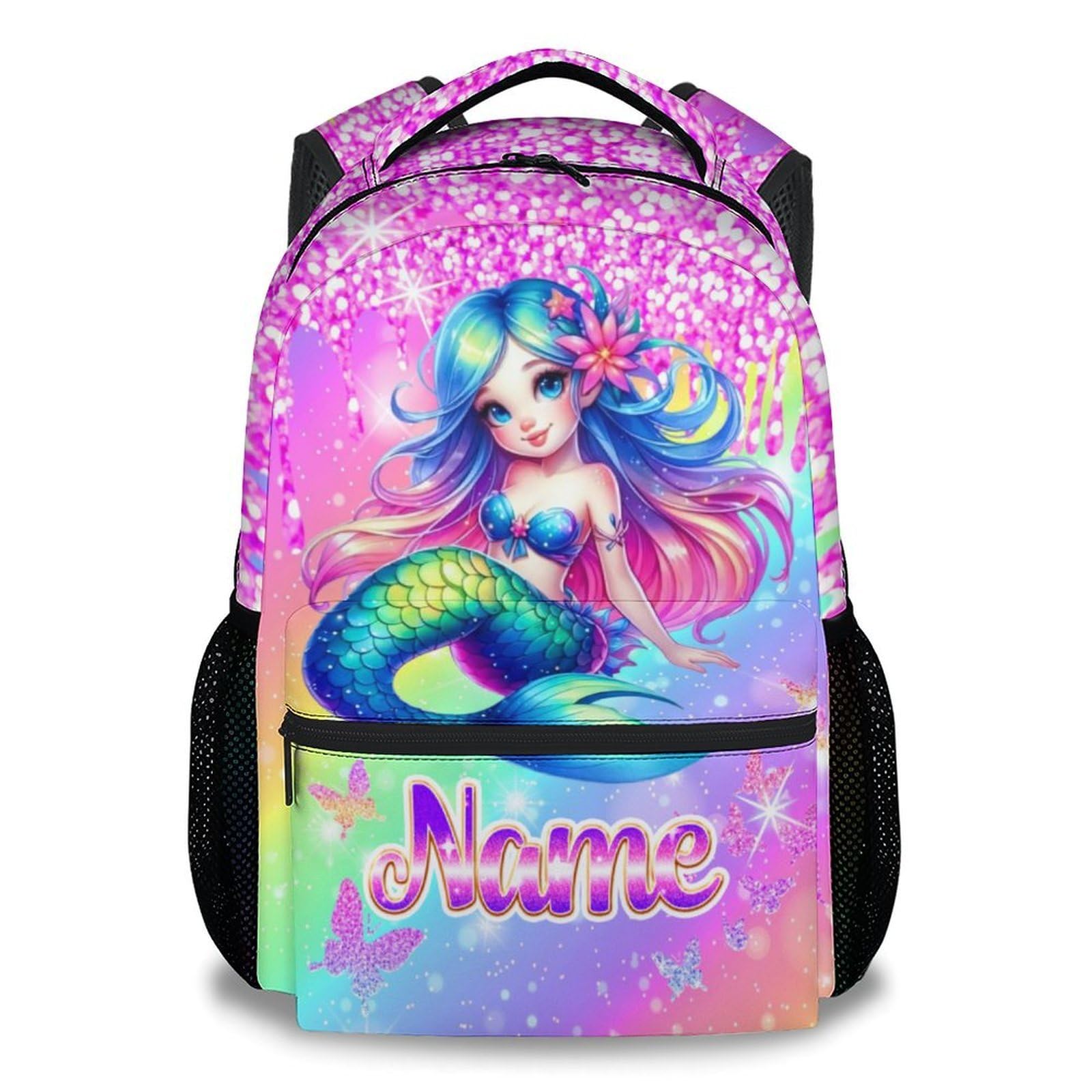 Unicorn Backpack for Girls Custom School Bookbag with Name - Personalized Toddler Schoolbag with Rainbow for Preschool Kindergarten Elementary (17 Inch)
