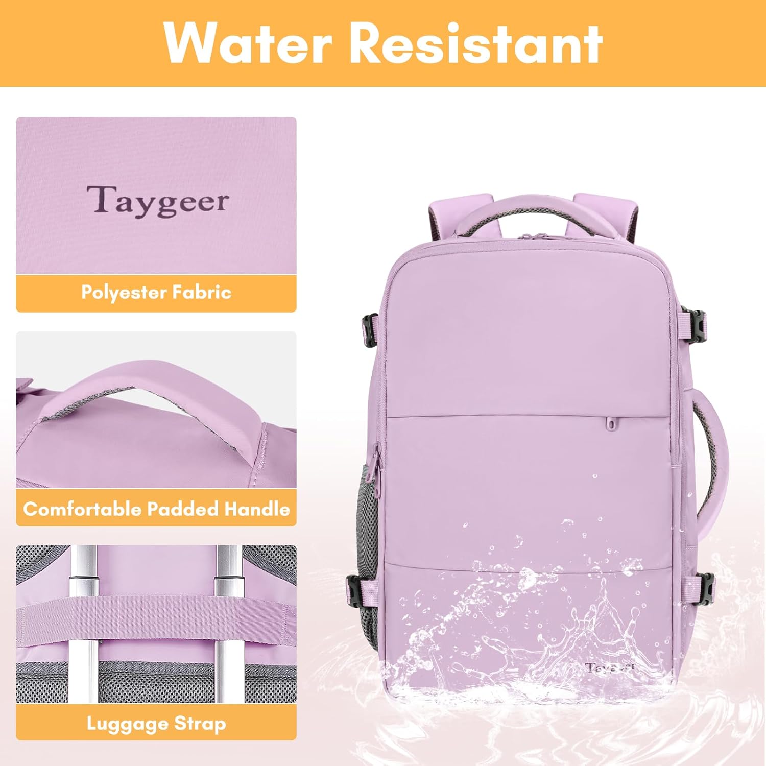 Taygeer Travel Laptop Backpack for Men Women, Airplane Approved Travel Backpack Suitcase with Water Bottle Pocket, Lightweight College 35l Luggage Bag 15.6inch Laptop Mochila Gifts for Business,Black